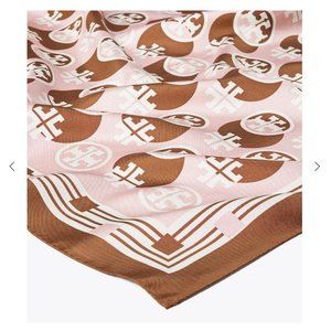 NEW! TORY BURCH LOGO GEO SCARF 100% SILK